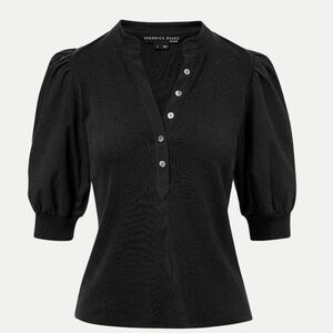 Veronica Beard Coralee Black Puff Sleeve Blouse
